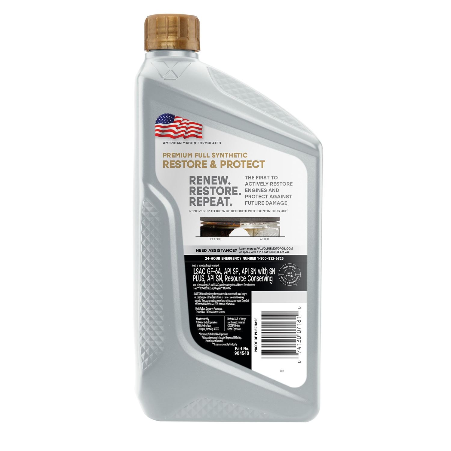 Valvoline Restore & Protect Full Synthetic Engine Oil 5W-20 1 Quart