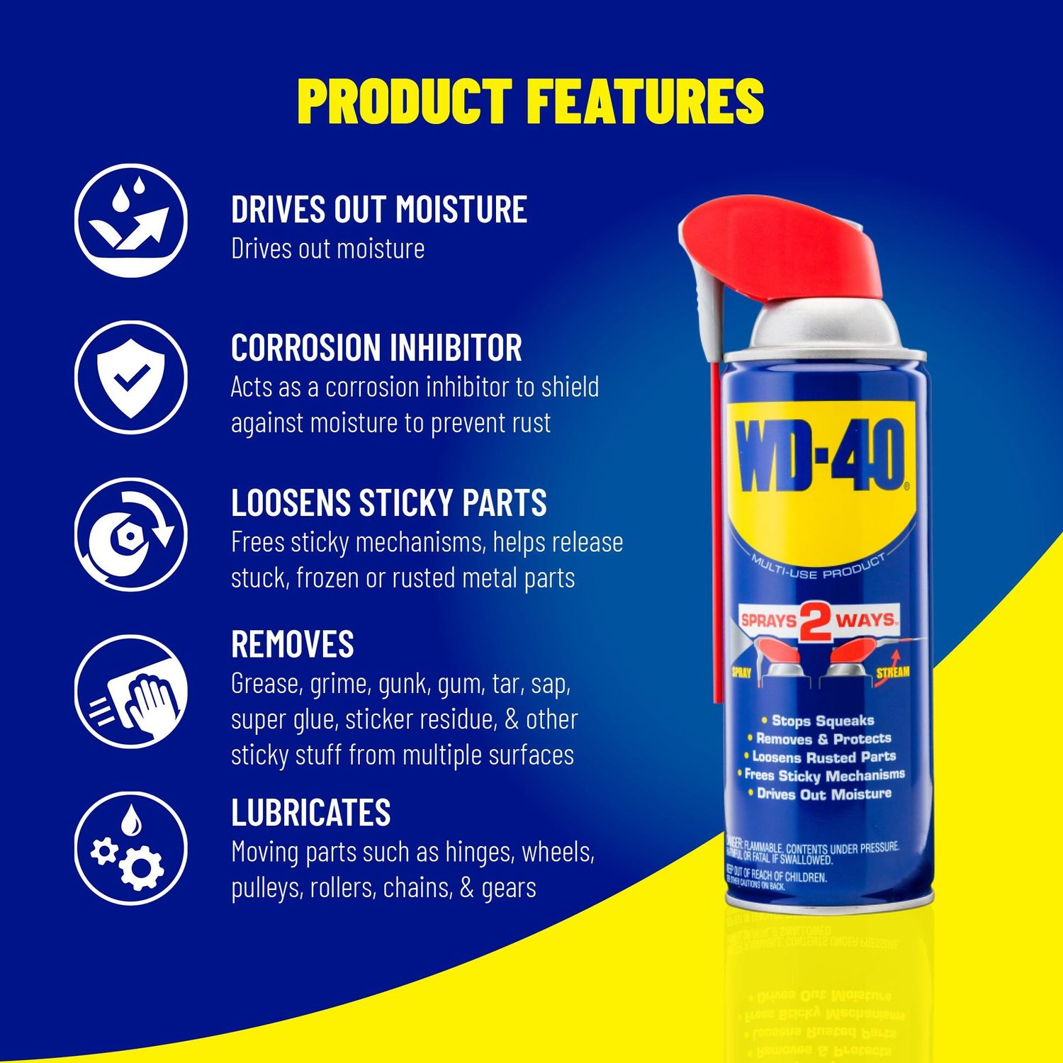 WD-40 Smart Straw 2 Way Spray Lubricant, 8 oz Can (Pack of 2)