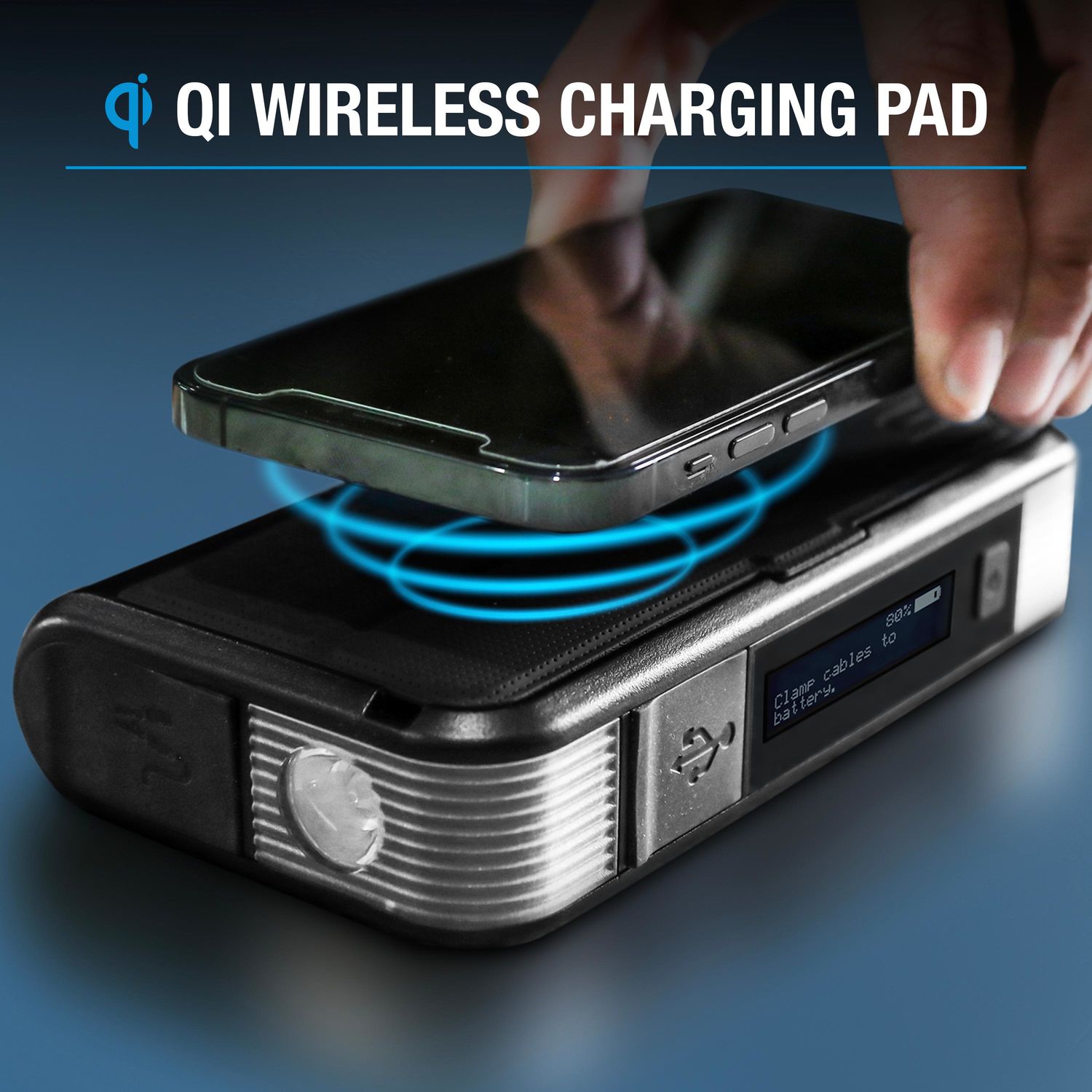 TYPE S 12 Volt 6.0L Jump Starter and 8000mAh Qi Power Bank with Built