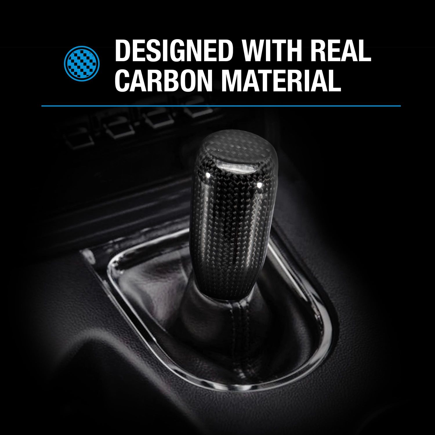 Black Real Carbon Fiber Gear Shift Knob Cover Trim For Hyundai