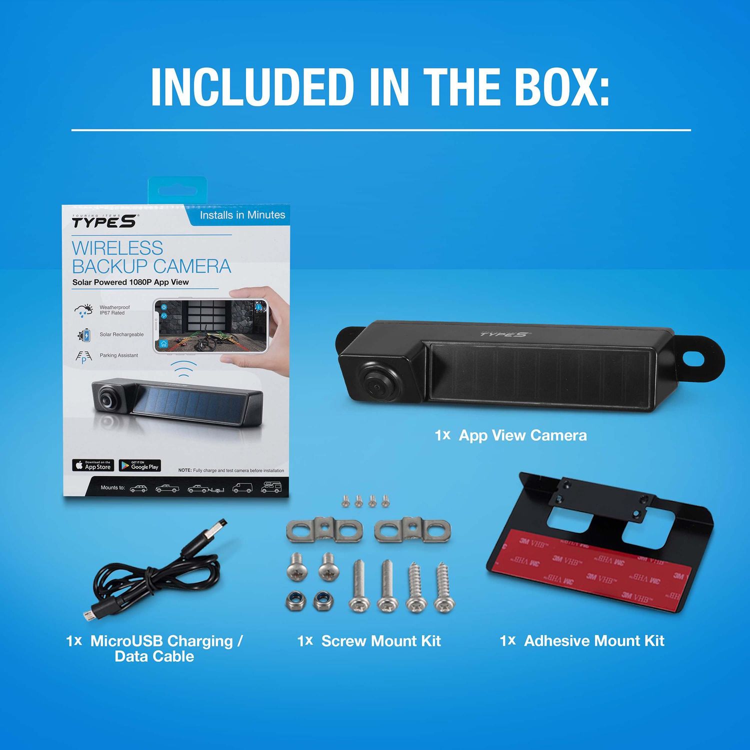 Type S Heavy Duty Solar Powered App View Backup Camera