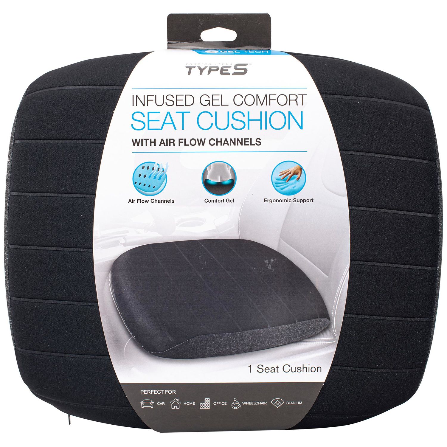TYPE S Infused Gel Comfort Seat Cushion with Air Flow