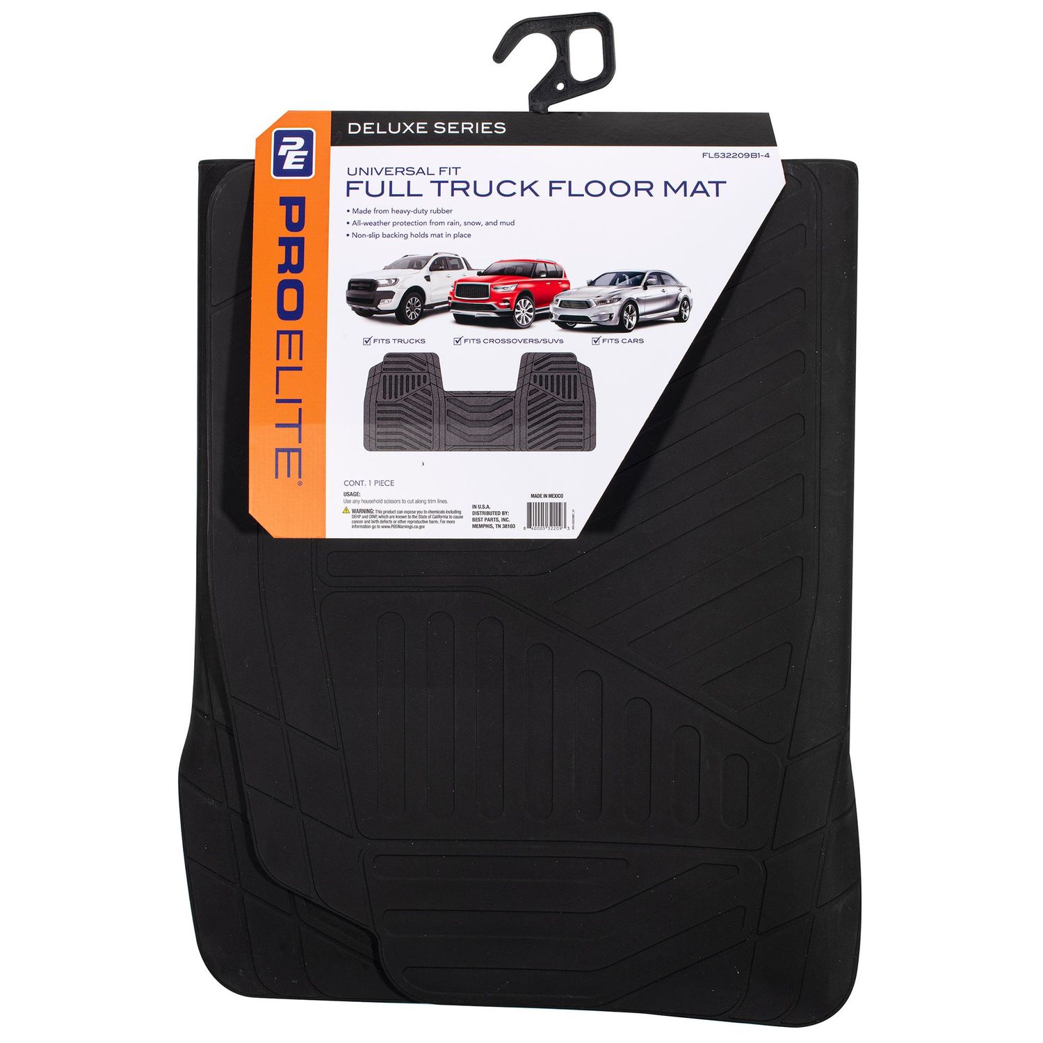 ProElite Black Universal 1 Piece Front Classic Rubber Floor Mat at AutoZone