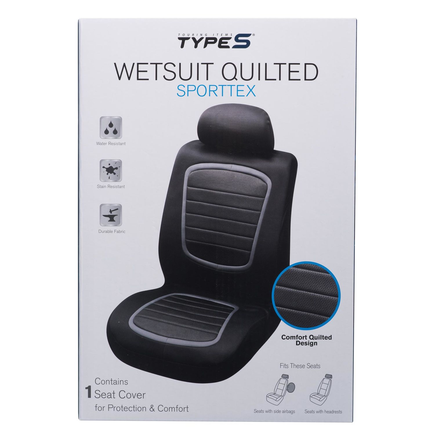 TYPE S Accessories Gray Wetsuit Quilted Sport Seat Cover