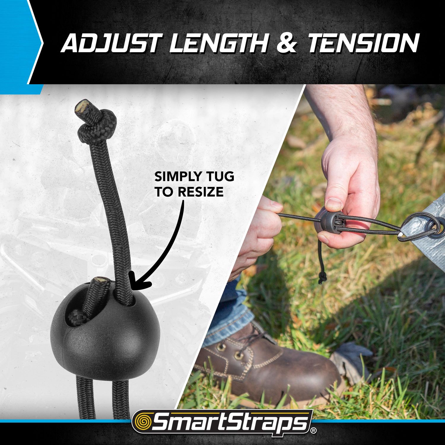 SmartStraps Adjustable Length Toggle Ball Bungee Cord 8 Pack