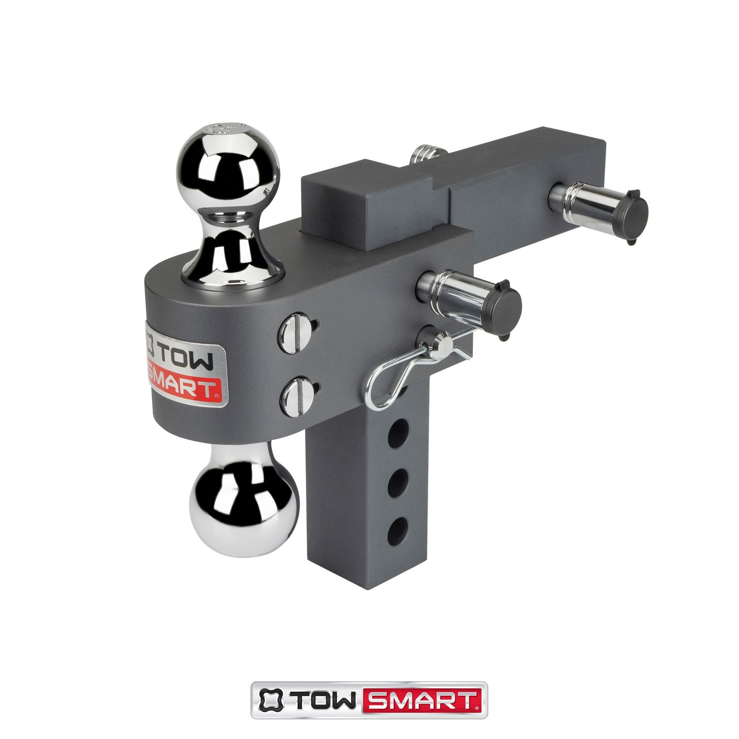 TowSmart 6 in. Drop Adjustable Tri Ball Mount with Interchangeable Hitchballs 12 000 lb. Capacity