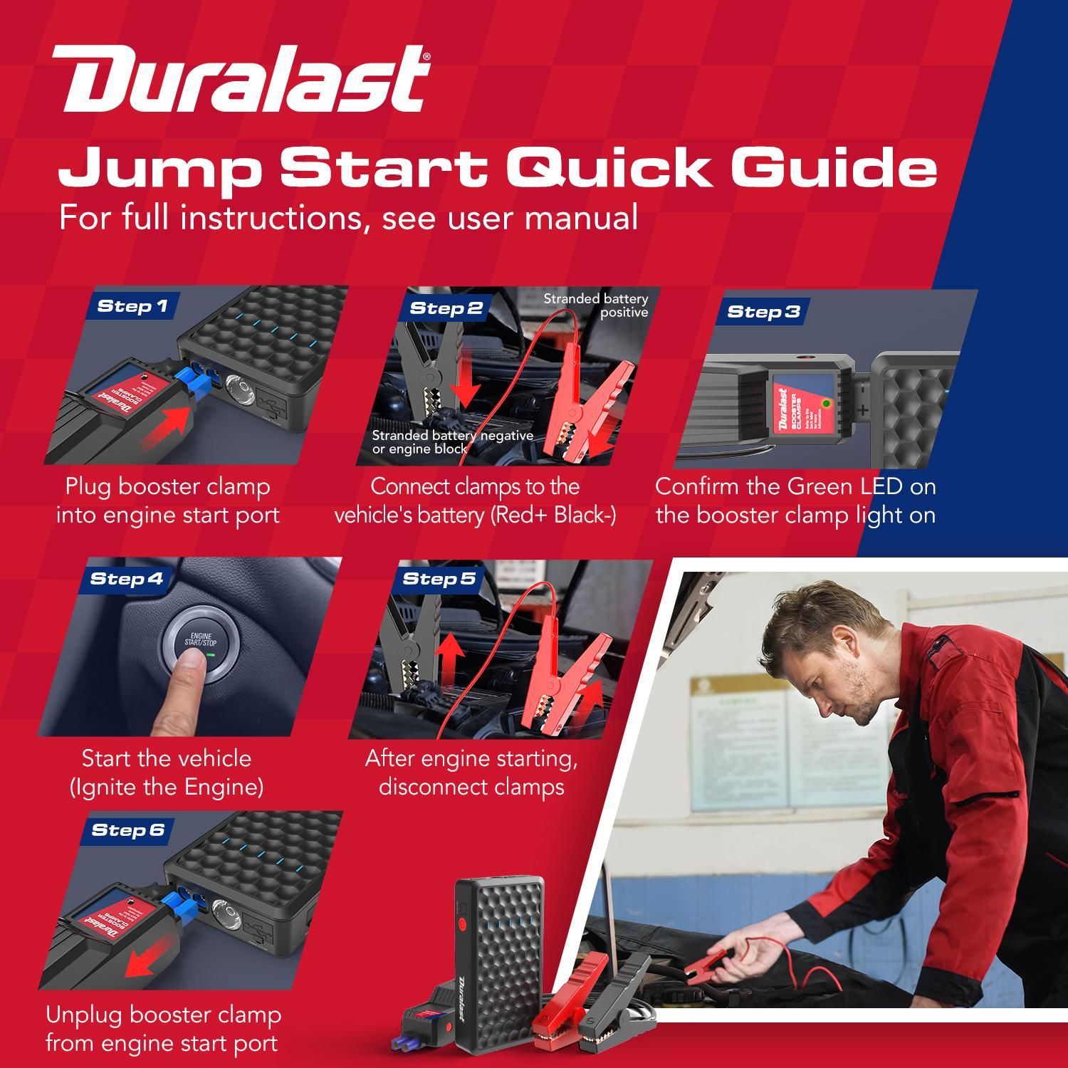 Arrancador de Bateria Portatil Duralast de Litio, 800 W, DL800L