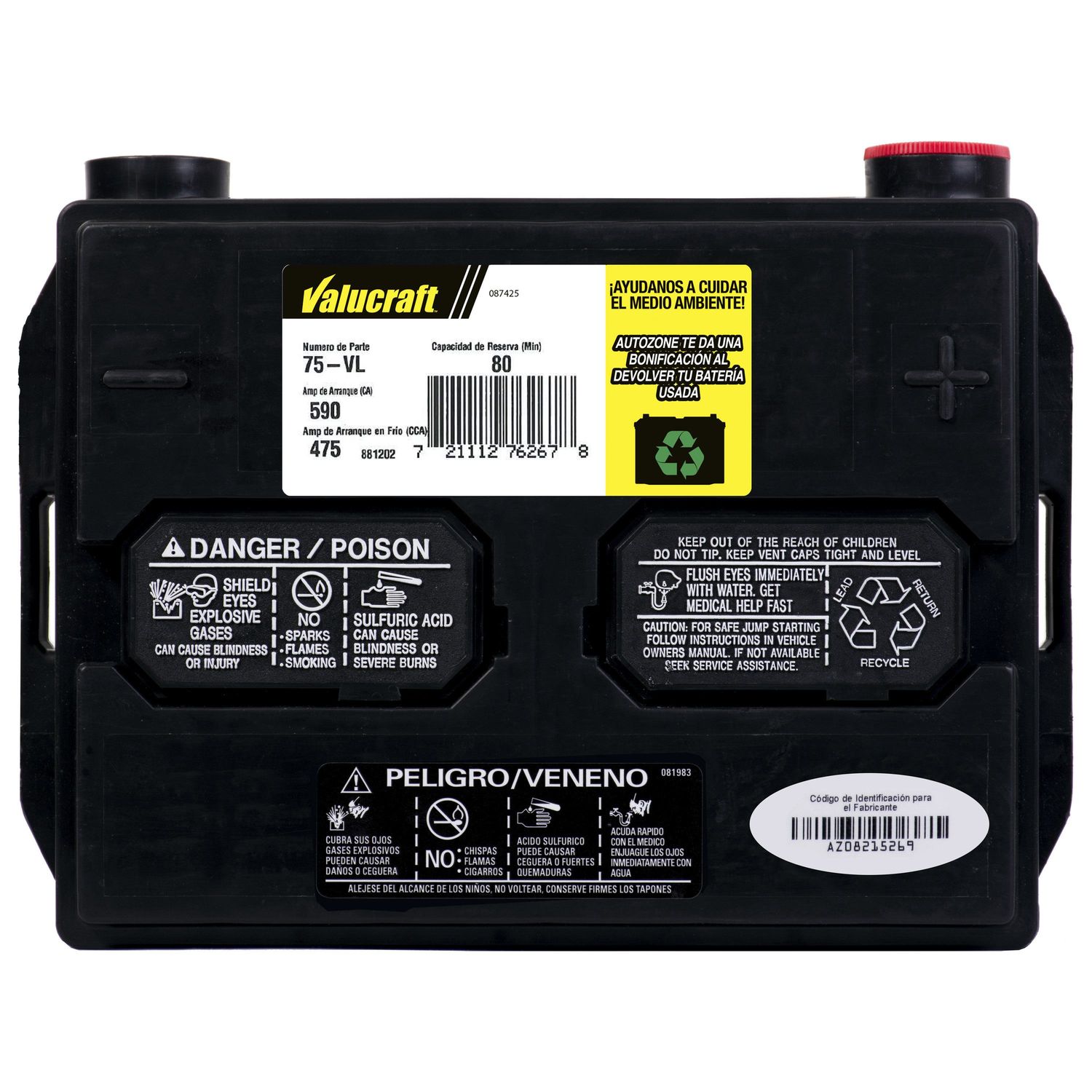 Bateria de Plomo Acido (de Celda Humeda) Valucraft 75-T