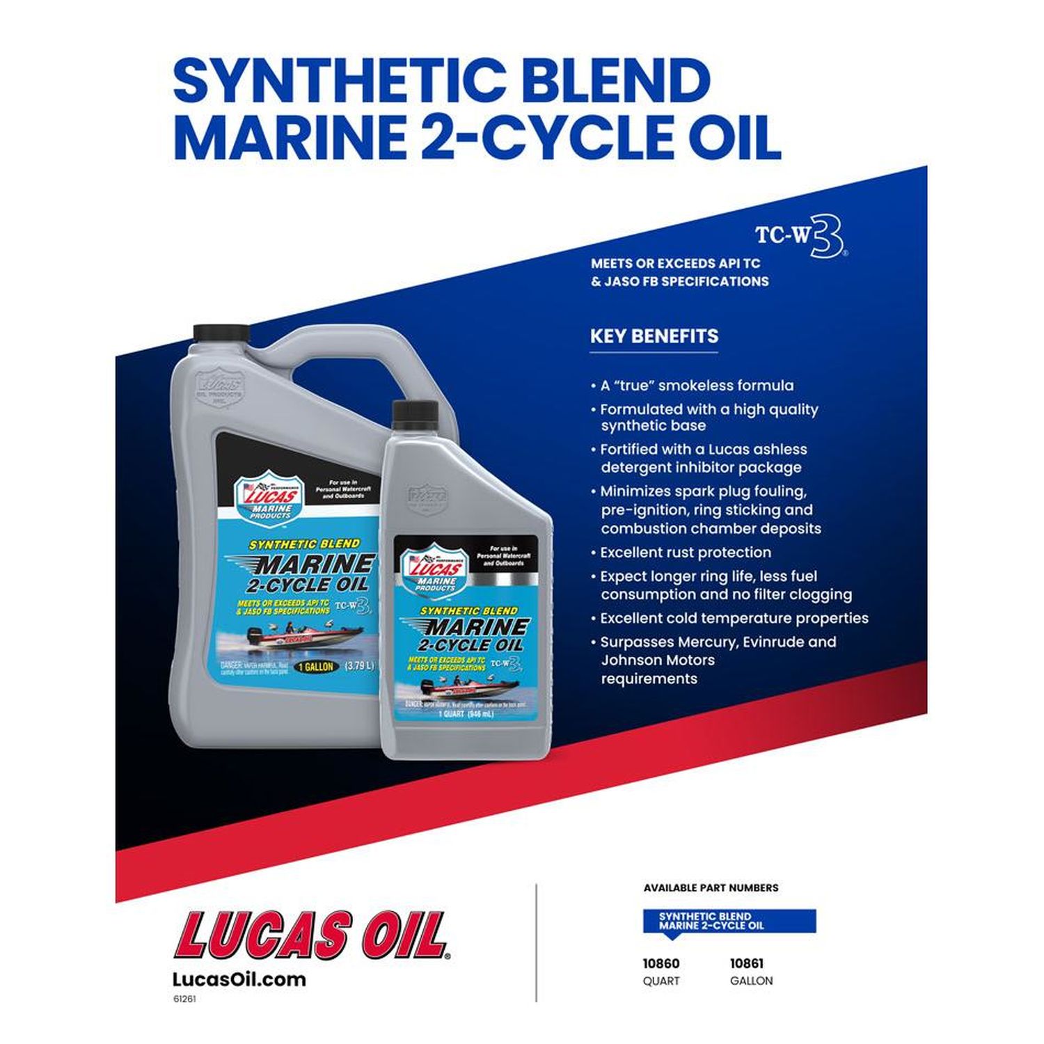 Aceite para Motor Marino de 2 Tiempos Mezcla Sintetica Lucas Oil Products 1 Cuarto