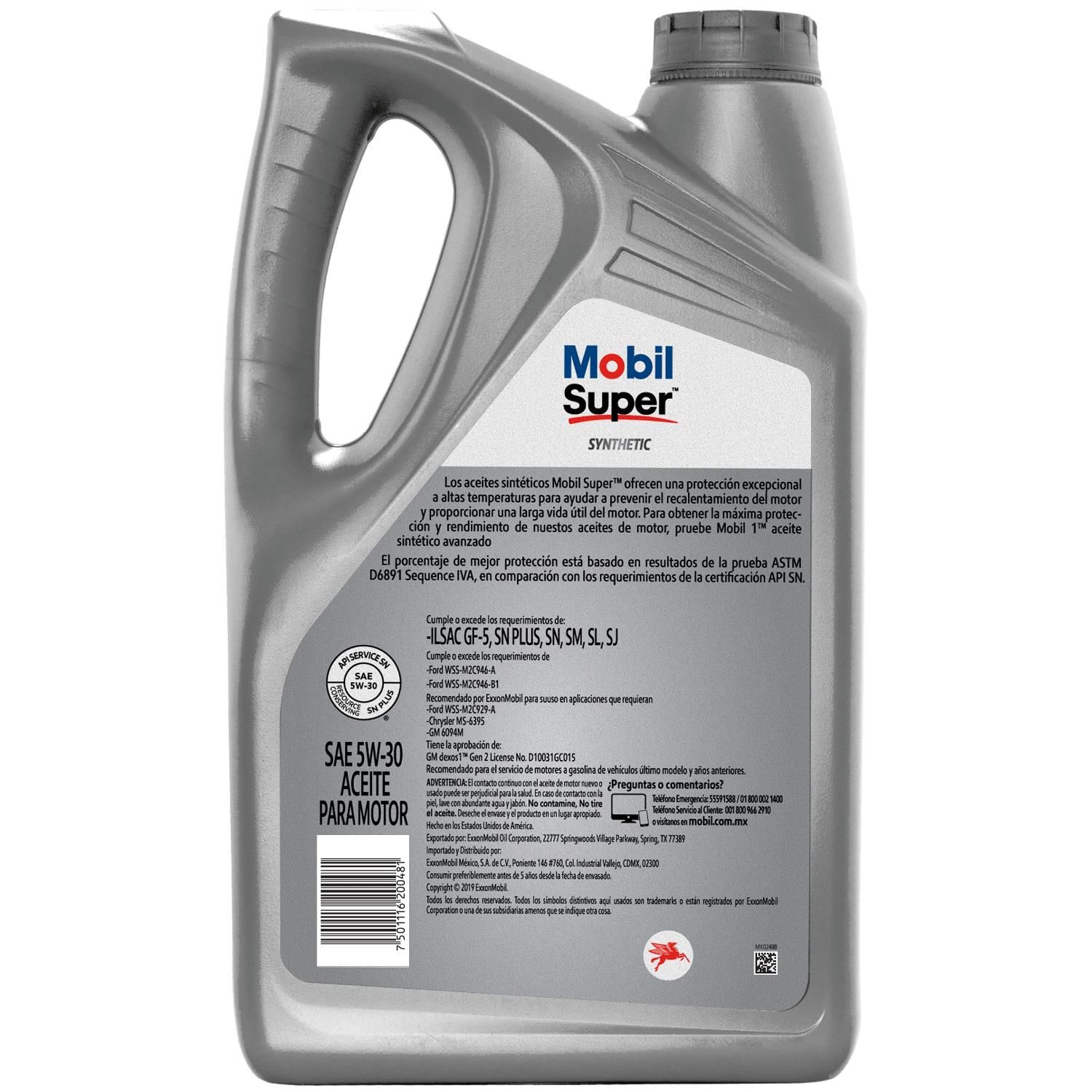 Aceite para Motor Mobil Sintético 5W30 4.7 lts a precio de socio