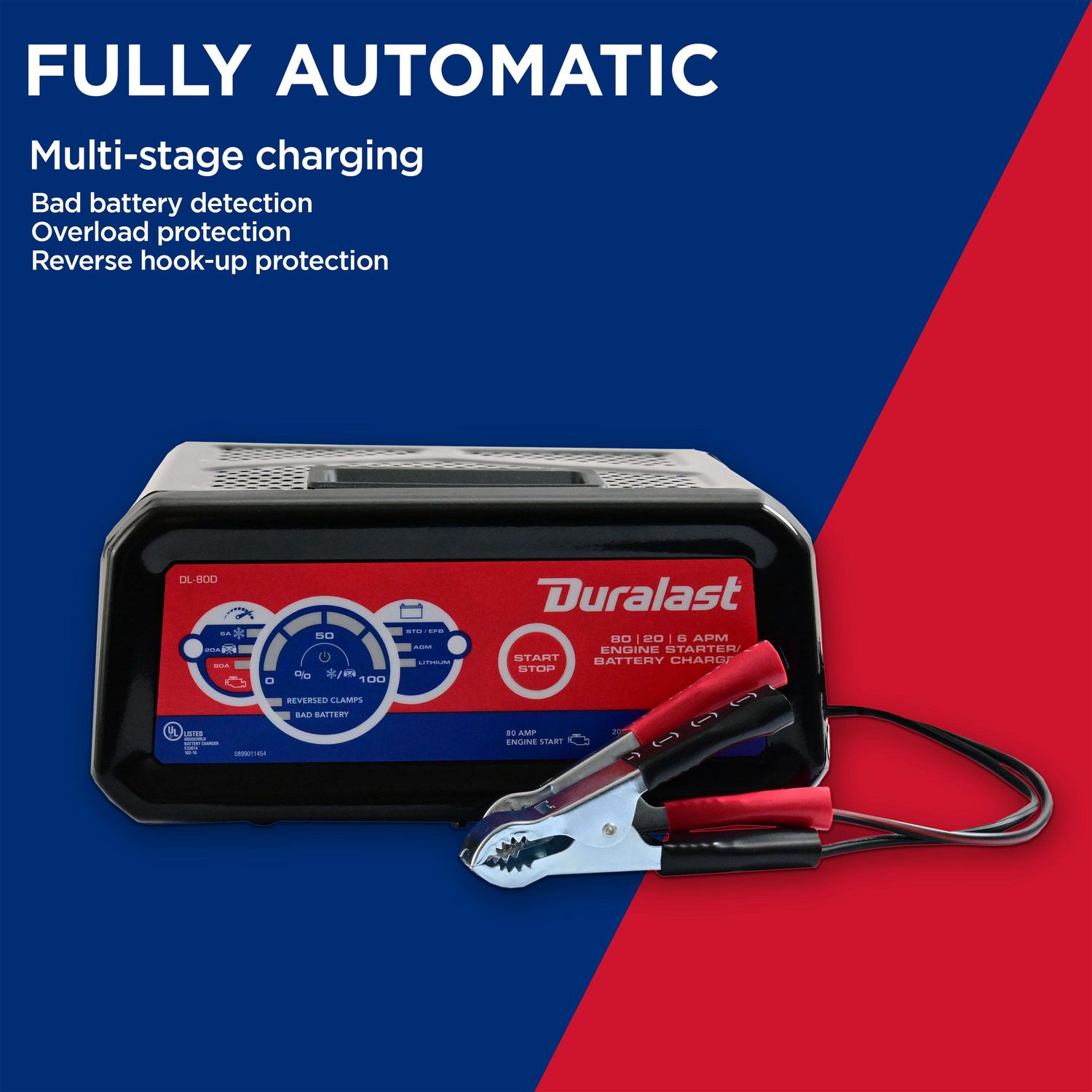 Duralast Cargador de Bateria de 80 Amperes 12 Volts DL-80D