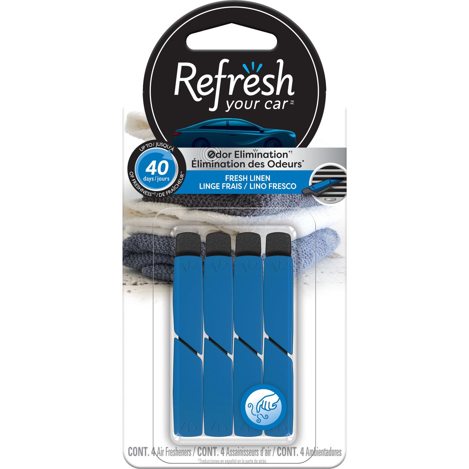 Refresh Your Car Vent Air Freshener Fresh Linen Scent 4 Piece