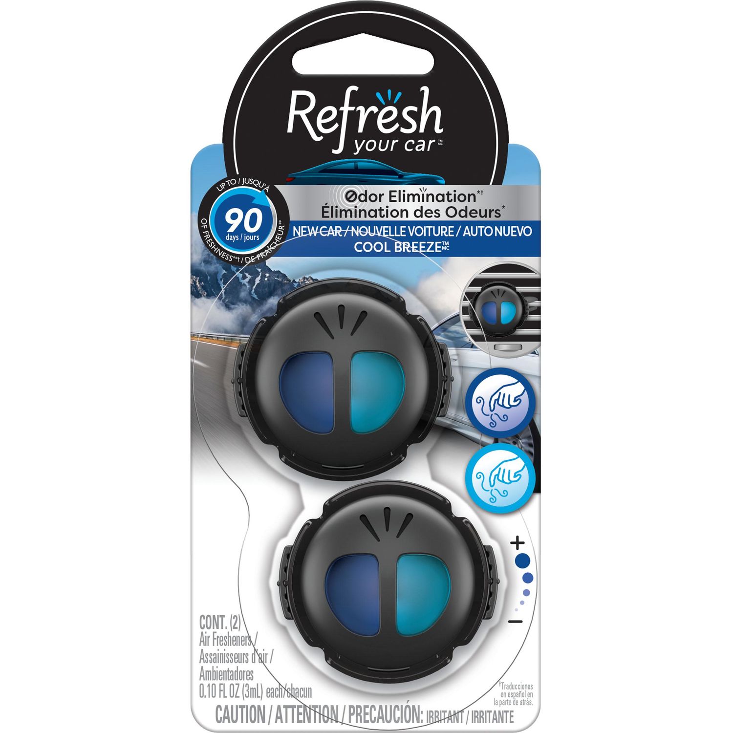 Refresh Your Car Vent Air Freshener New Car/ Cool Breeze Scent 2 Piece