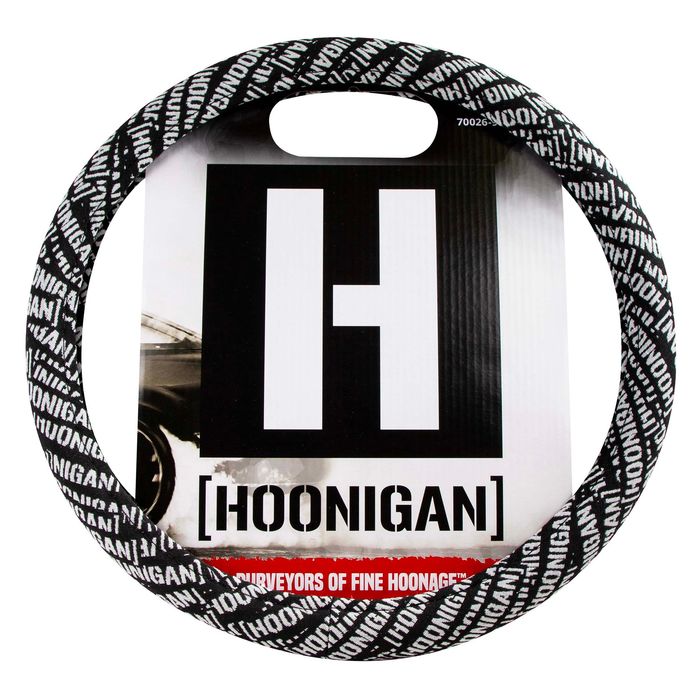 Hoonigan Black and White Lettering Steering Wheel Cover