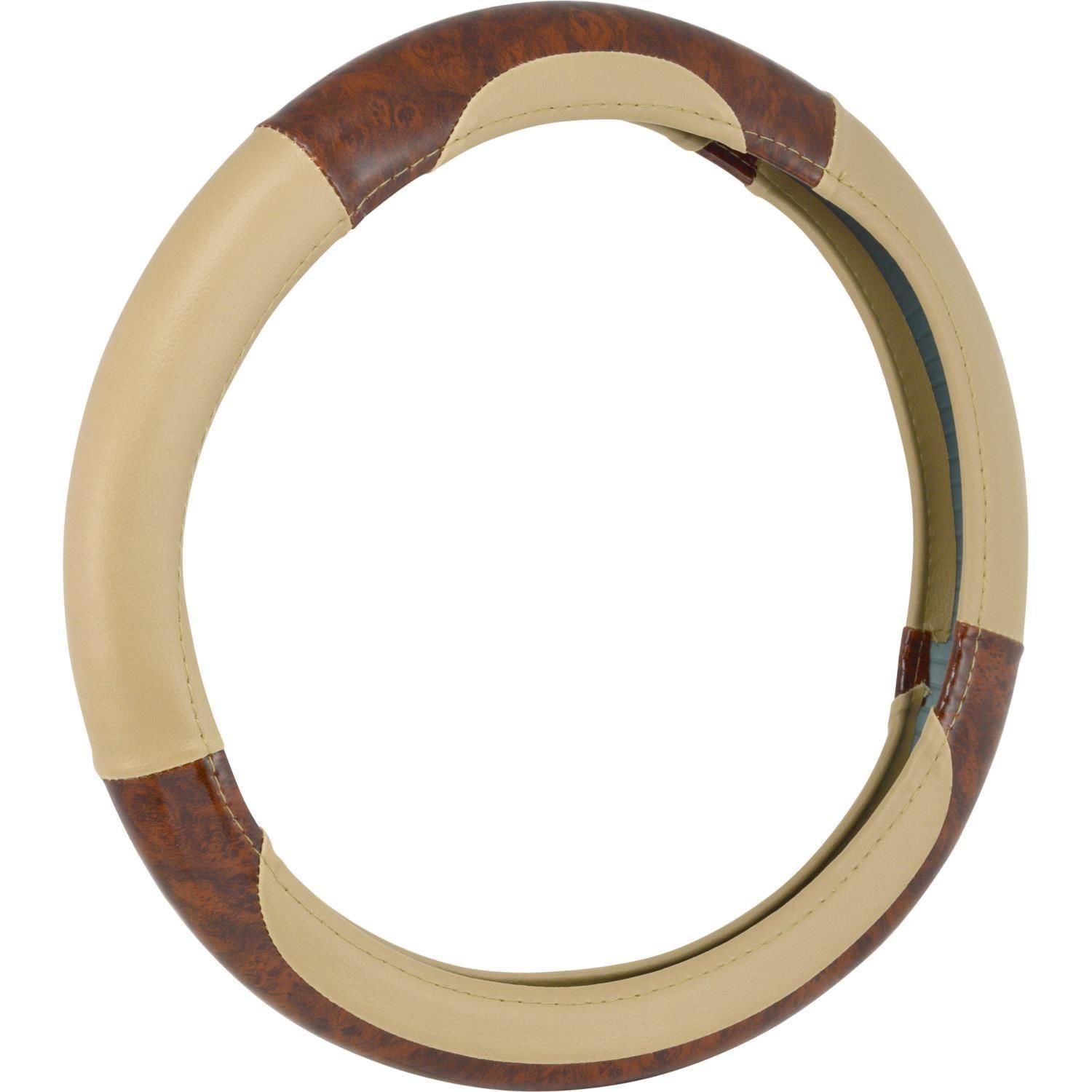 Bell Automotive Deluxe Burlwood and Tan Steering Wheel Cover
