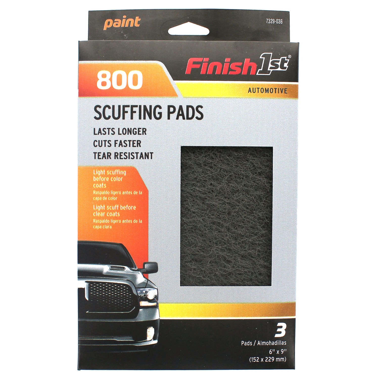 Finish 1st 6in X 9in Grey Scuff Pad 3 Piece