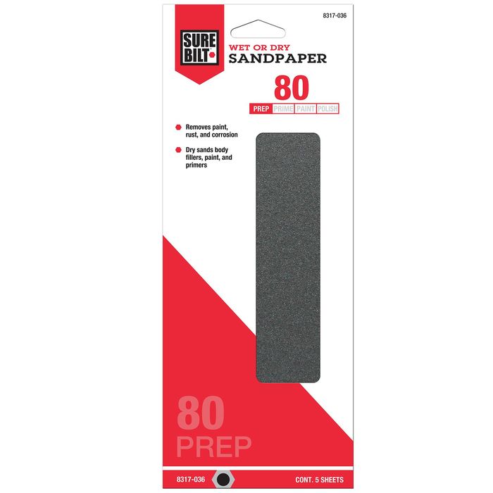SureBilt 80-1/3 Sheet Waterproof Sandpaper 5 Pack