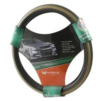 Masque Black and Tan Leather Steering Wheel Cover