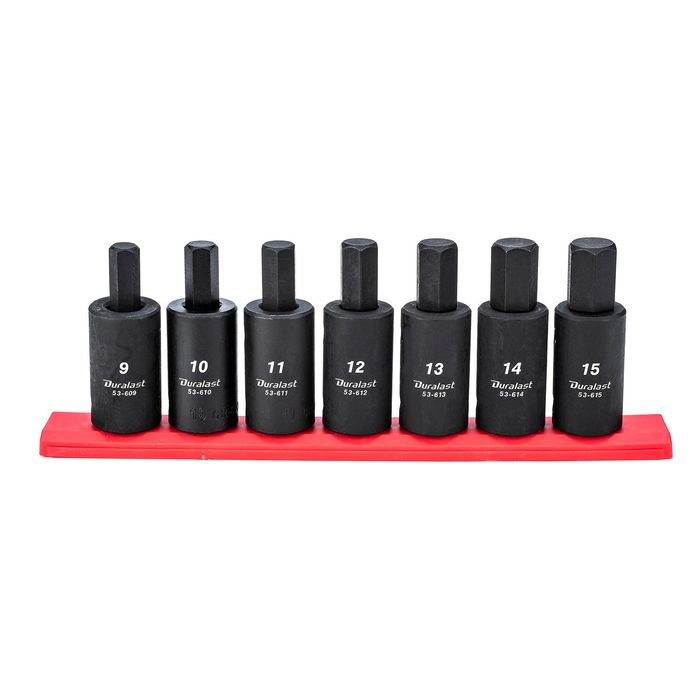 Duralast Metric Impact Hex Bit Socket Set 7 Piece