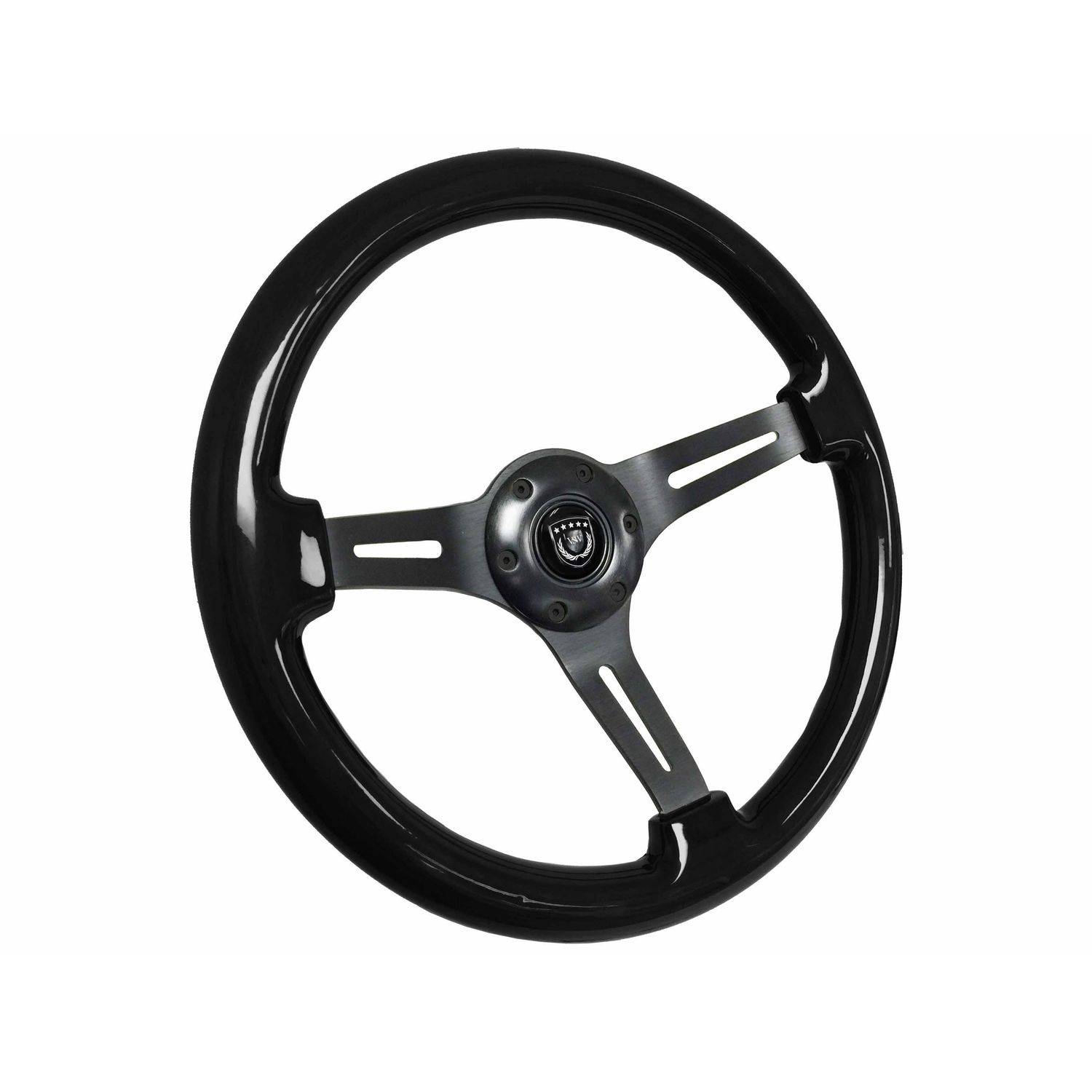 Auto Pro USA Auto Pro USA 14 in. Diameter Premium Black Ash Finish Wood Grip Steering Wheel