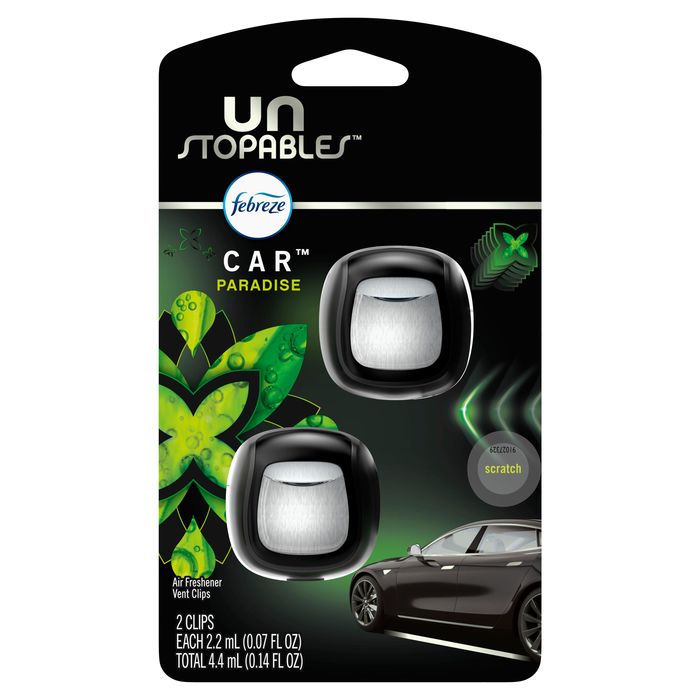 Febreze Car Unstoppables Air Freshener, Paradise Pack 2 Pack