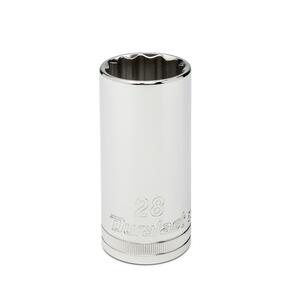 Duralast 1/2in Drive 28mm 12 Point Metric Deep Chrome Socket