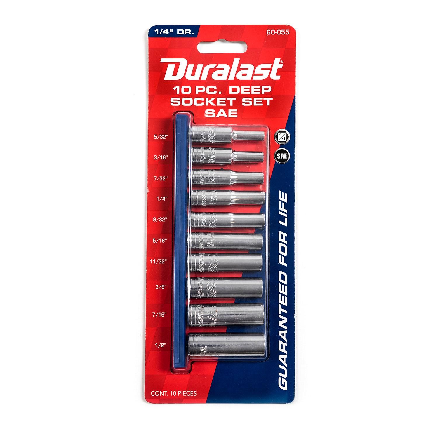 Duralast 1/4in Drive SAE Deep Socket Set 10 Piece