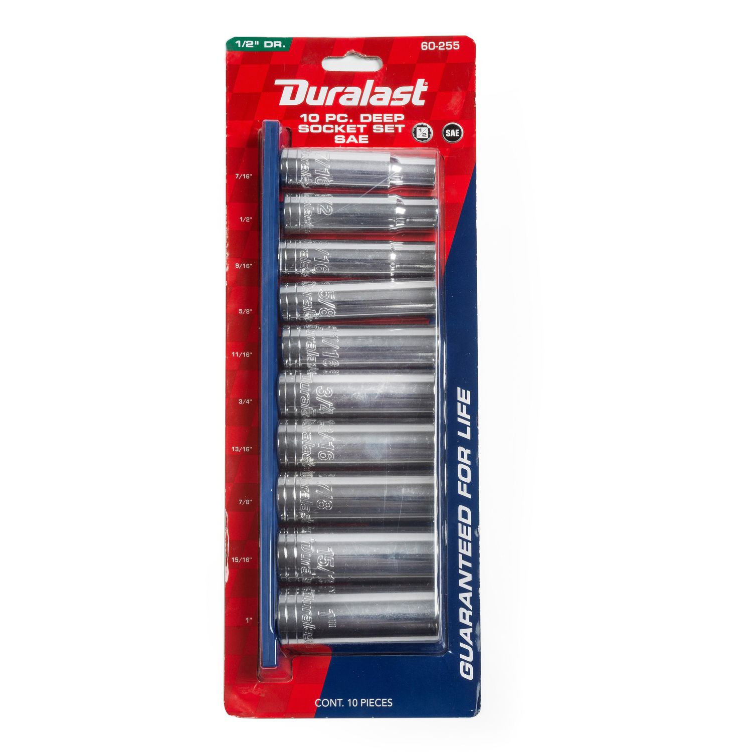Duralast 1/2in Drive SAE Deep Socket Set 10 Piece