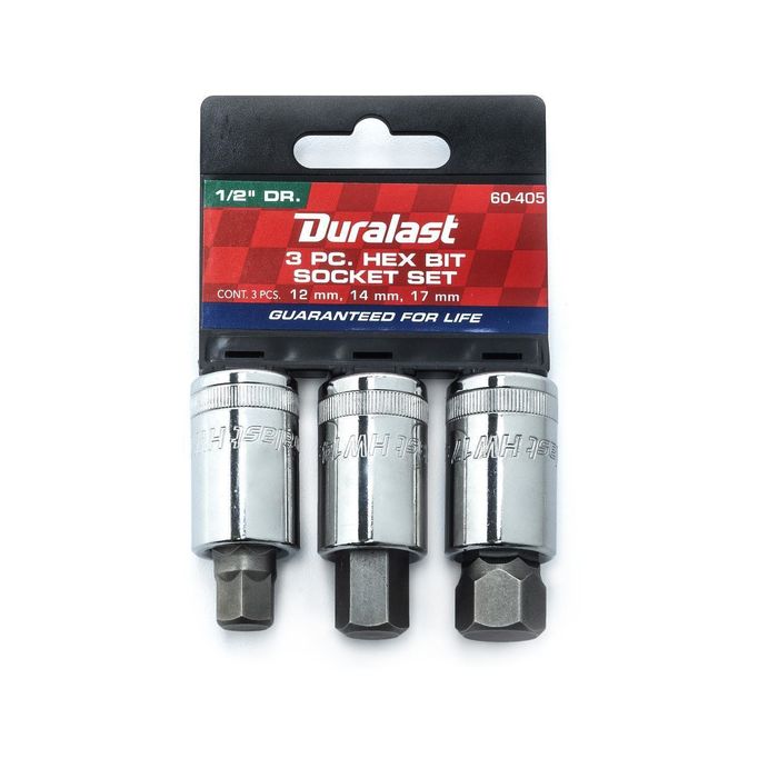 Duralast 1/2in Drive Metric Hex Bit Set 3 Piece