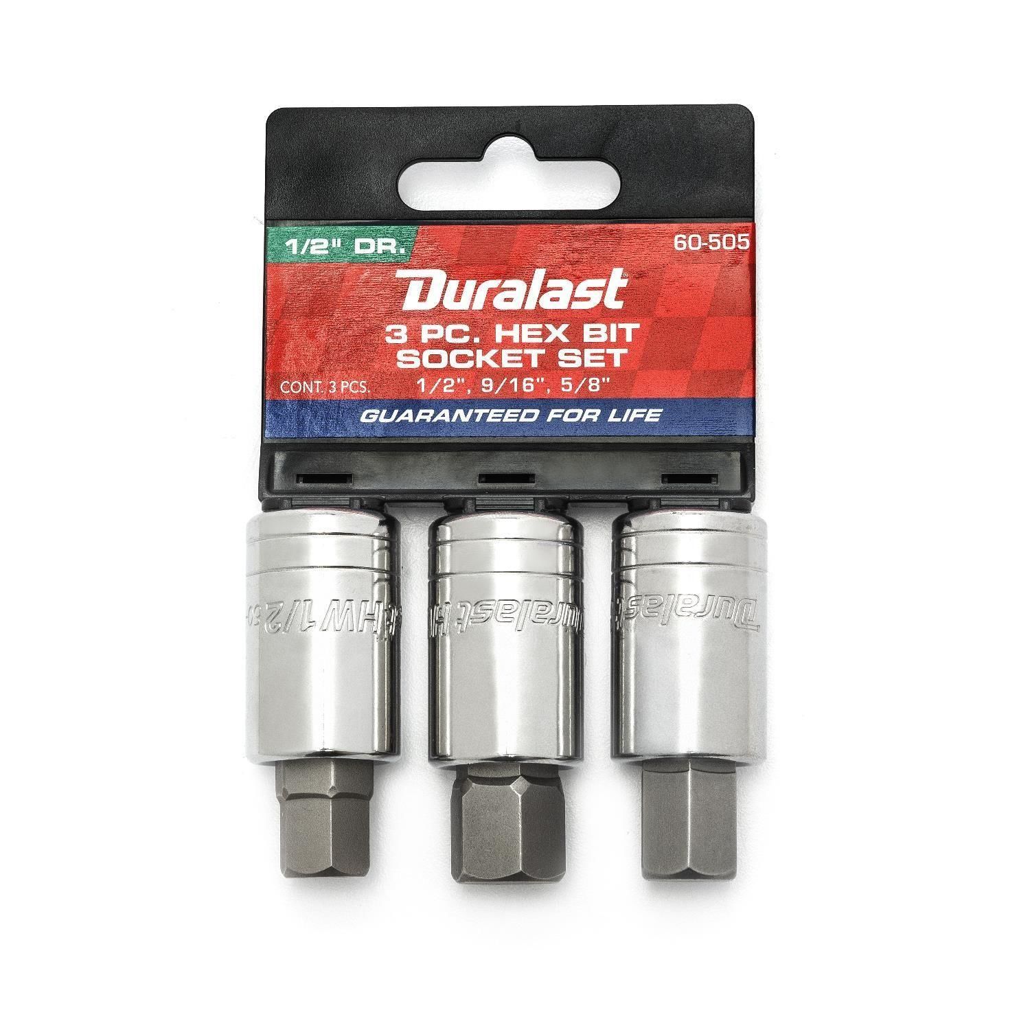 Duralast 1 2in Drive Sae Hex Bit Set 3 Piece
