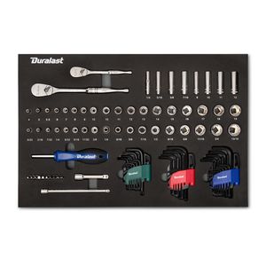 Duralast 1/4in and 3/8in Drive EVA Foam Mechanics Tool Set 90 Piece