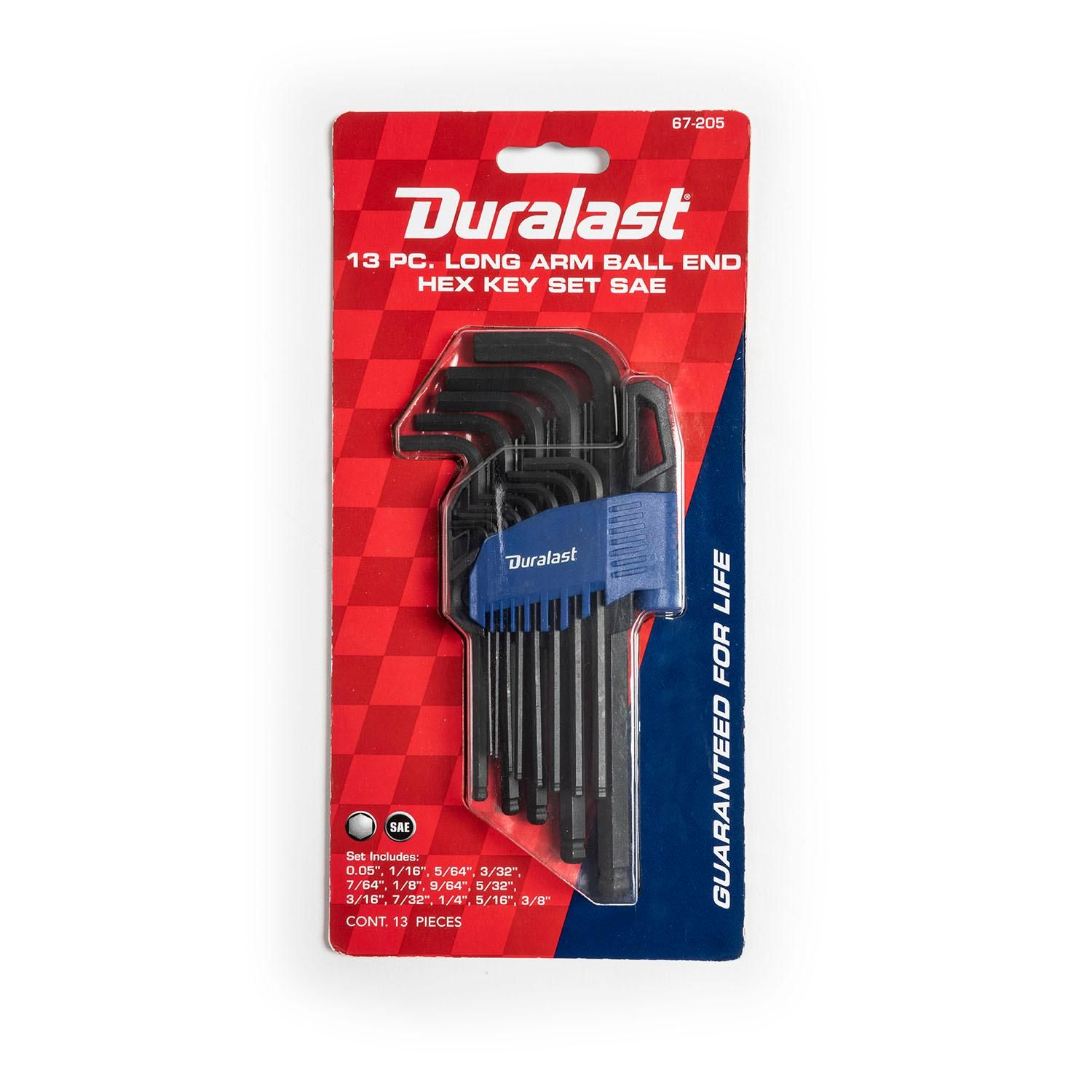 Duralast Long Arm Ball End SAE Hex Key Set 13 Piece