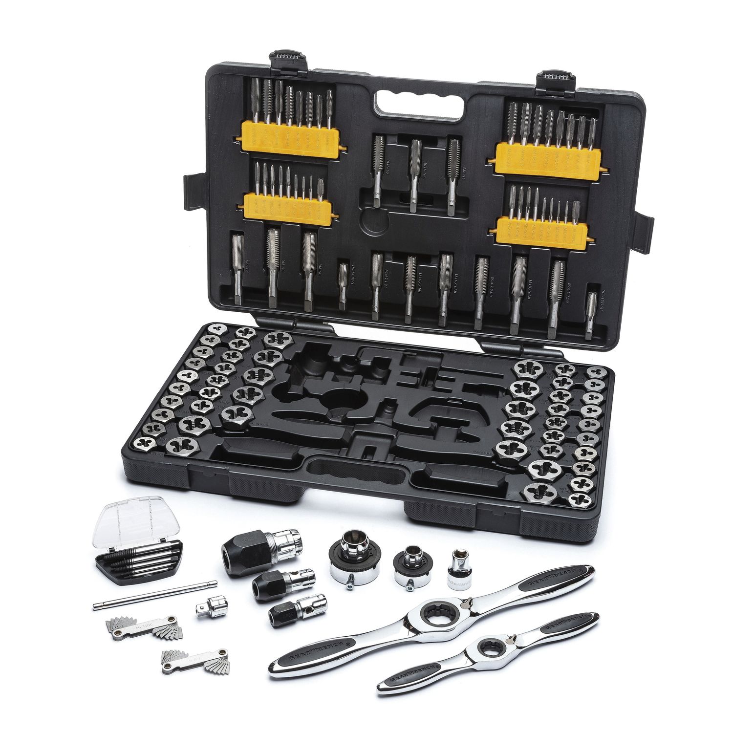 GearWrench SAE and Metric Ratcheting Tap and Die Set 114 Piece GearWrench SAE and Metric Ratcheting Tap and Die Set 114 Piece