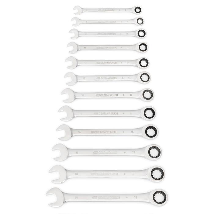 Gearwrench 72-Tooth 12 Point Ratcheting Combination Metric Wrench Set ...