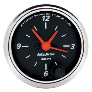 AutoMeter Designer Black 2 1/16in 12 Hour Panel Clock Gauge