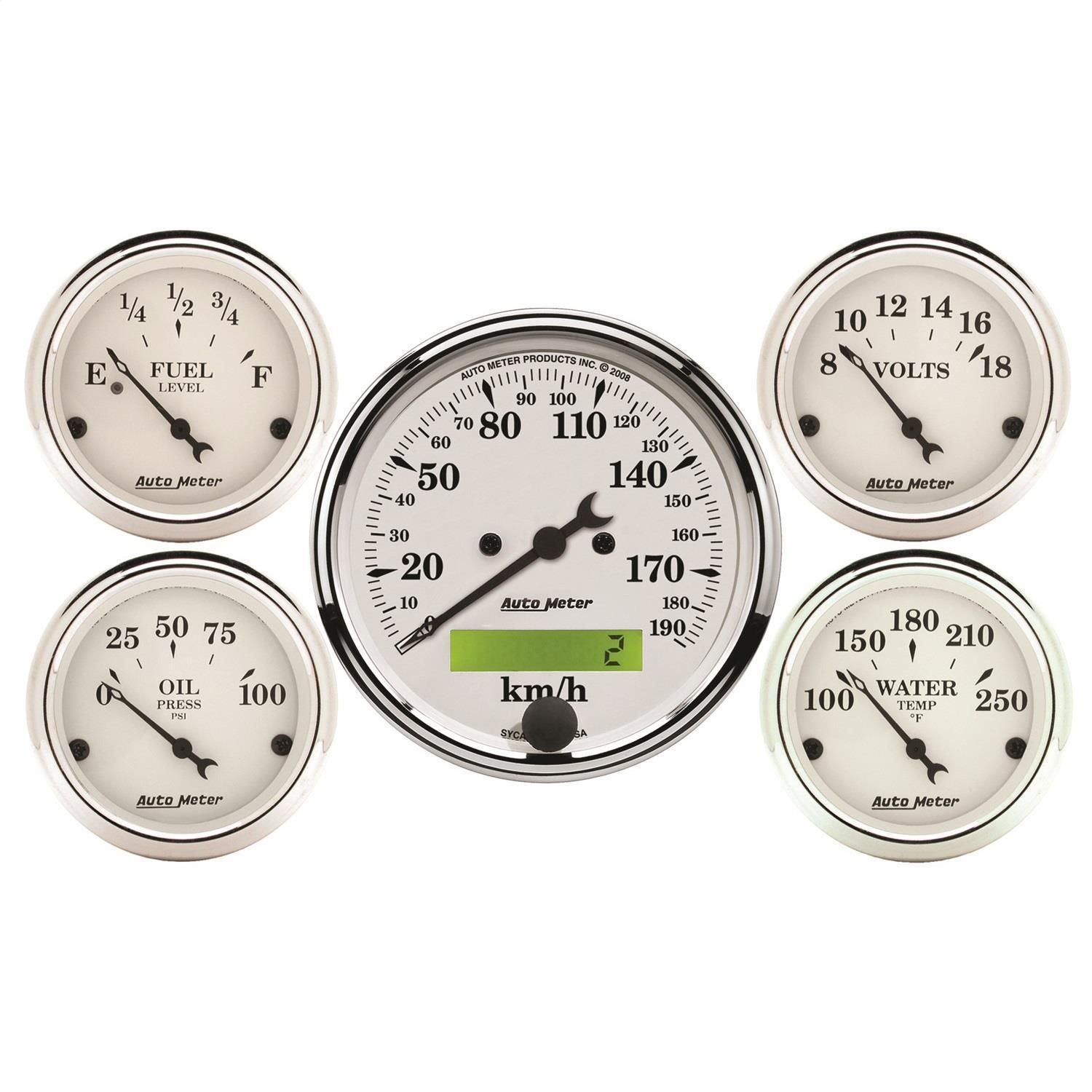 Autometer White 3 1/8in and 2 1/16in Old Tyme Multiple Speedometer