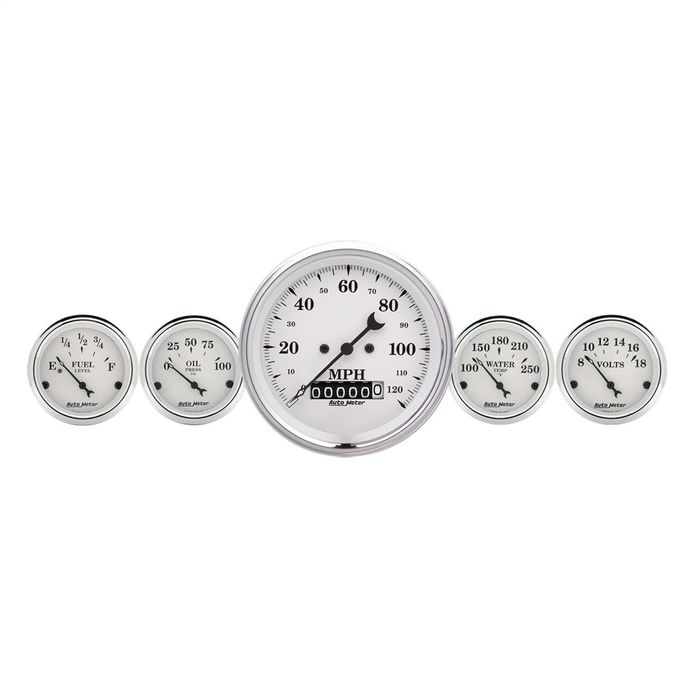Autometer White 3 1/8in and 2 1/16in Old Tyme Multiple Gauge 5 Piece