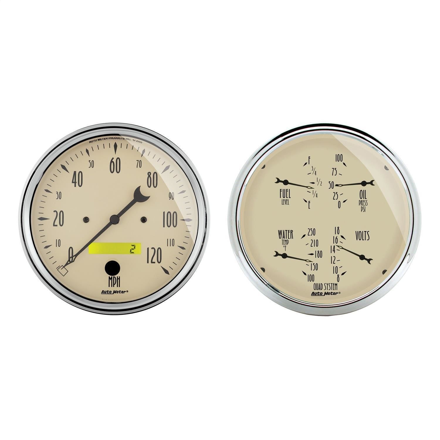 AutoMeter Antique Beige 5in Multiple Gauge Set 2 Piece