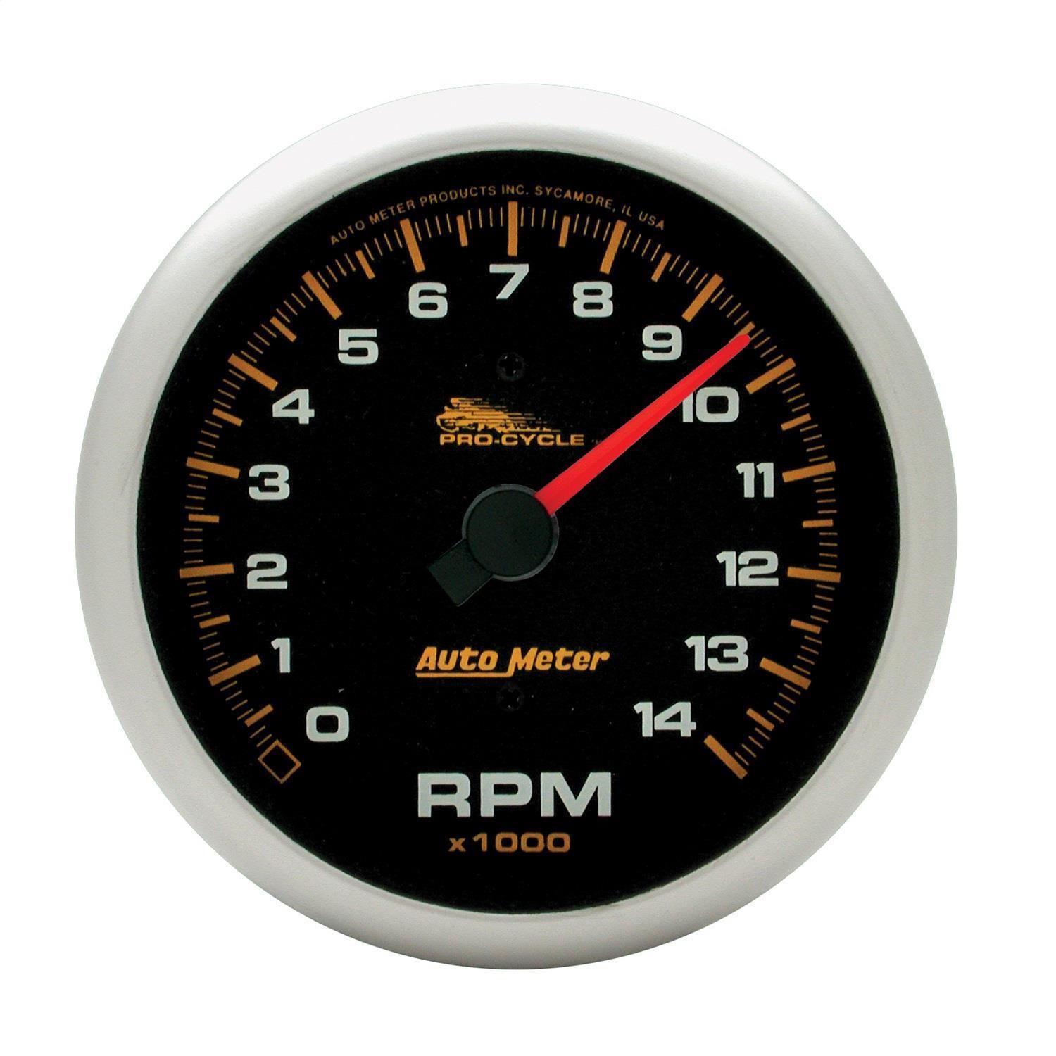 AutoMeter 3 3/4in 014,000 RPM Black ProCycle Tachometer