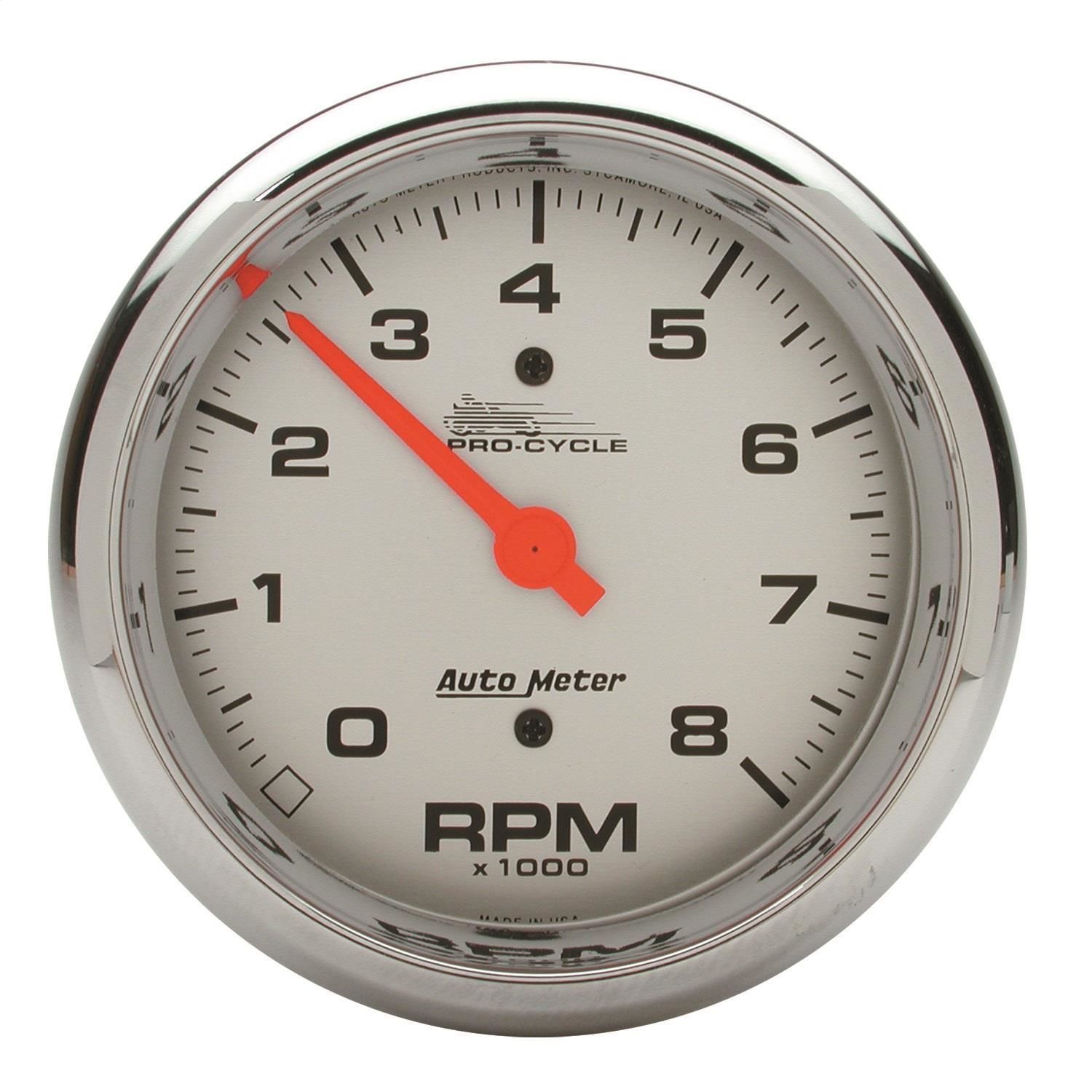 AutoMeter 3 3/8in 08,000 RPM Silver ProCycle Tachometer