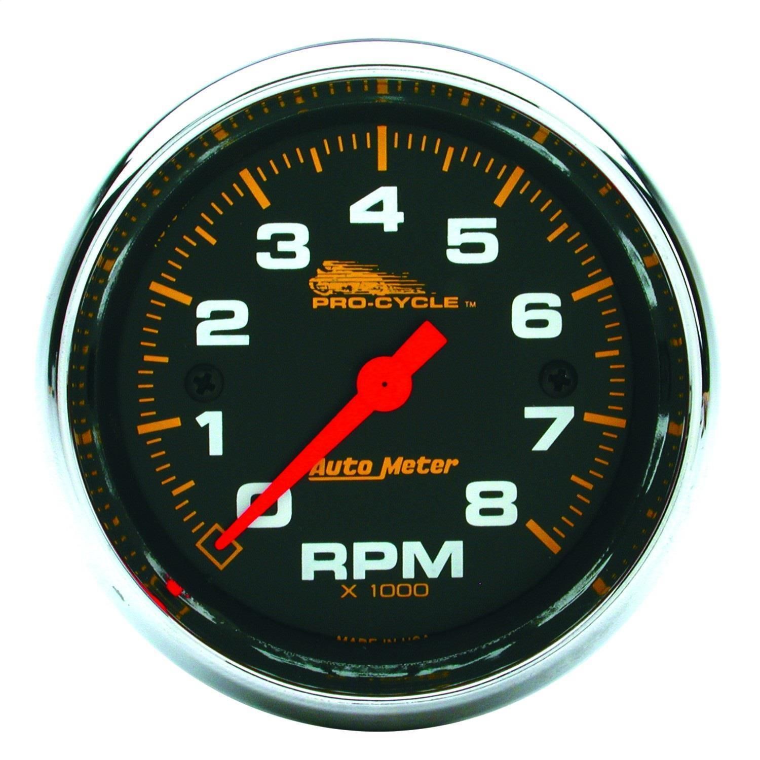 AutoMeter 2 5/8in 08000 RPM Black ProCycle Tachometer