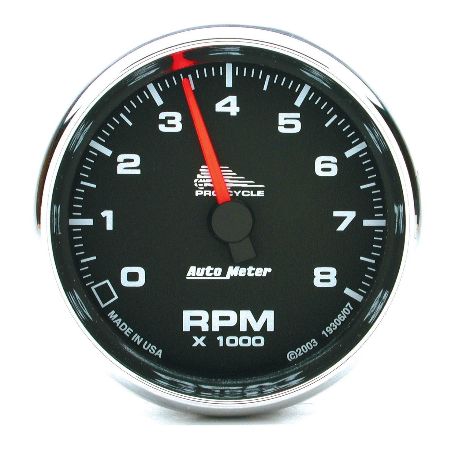 AutoMeter 2 5/8in 08,000 RPM Black ProCycle Tachometer