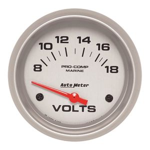 AutoMeter Marine Silver 2-5/8in 8-18 Volt Ultra-Lite Voltmeter