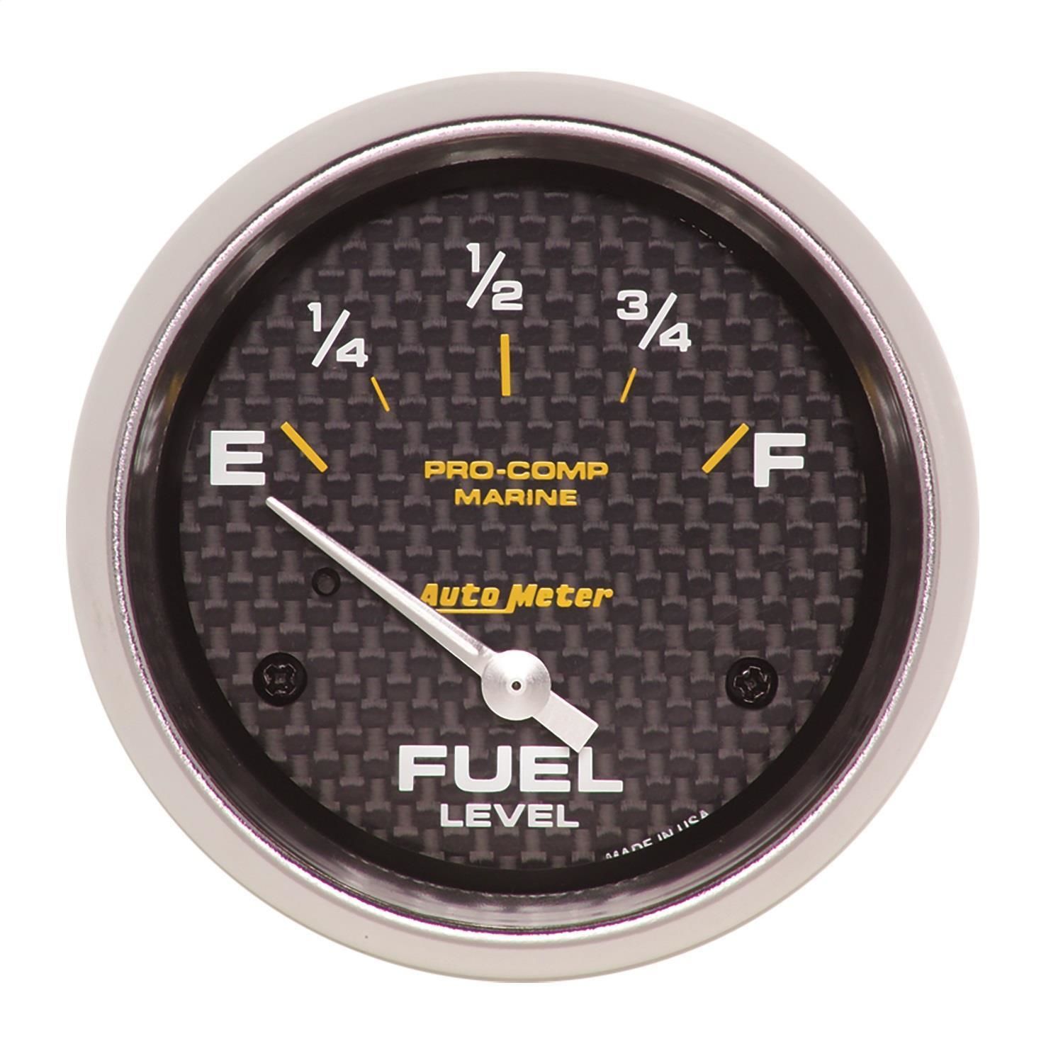 AutoMeter 2 5/8in 24033 Ohms Marine Carbon Fiber Fuel Level Gauge