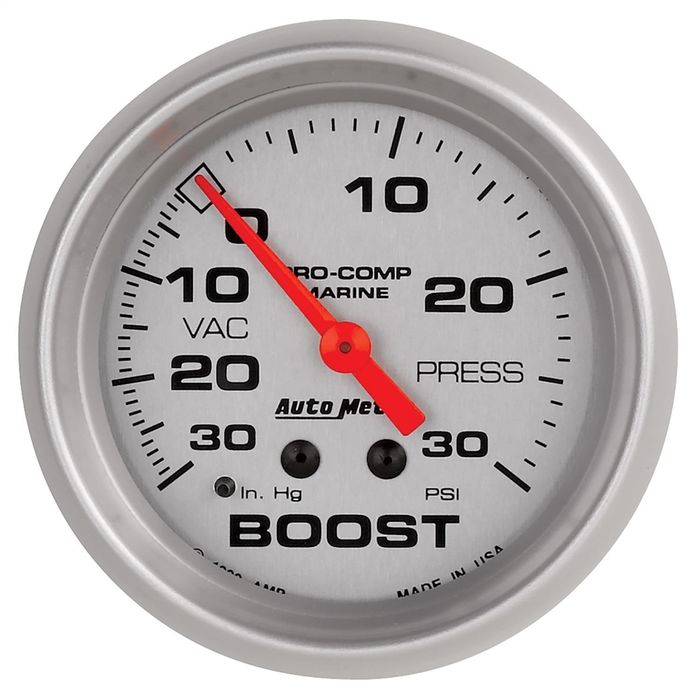 AutoMeter Silver 2 5/8in 30 IN HG-30 PSI Mechanical Marine Vacuum and ...