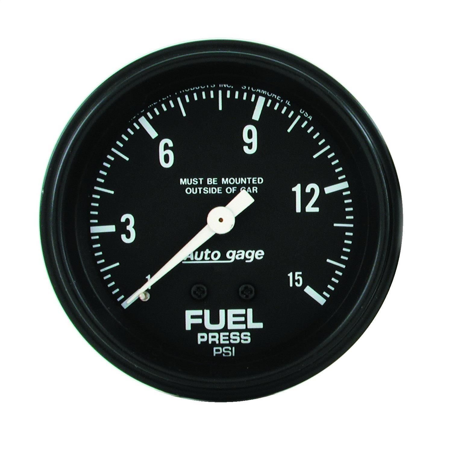 AutoMeter Black 2 5/8in 015 PSI Mechanical Fuel Pressure Gauge
