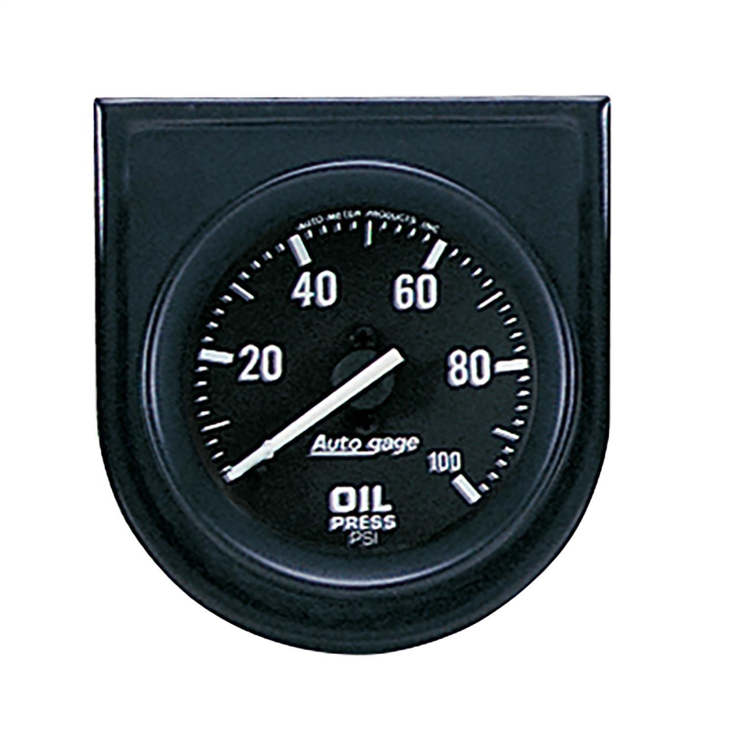 AutoMeter Black Dial with Black Bezel 2in 0100 PSI Oil Pressure