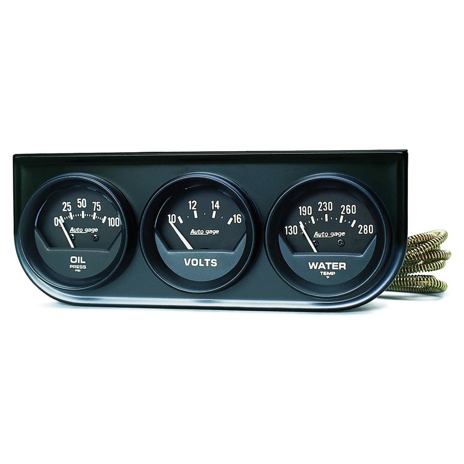 AutoMeter Black 2 1/16in Oil Pressure, Voltage, and Water Temperature
