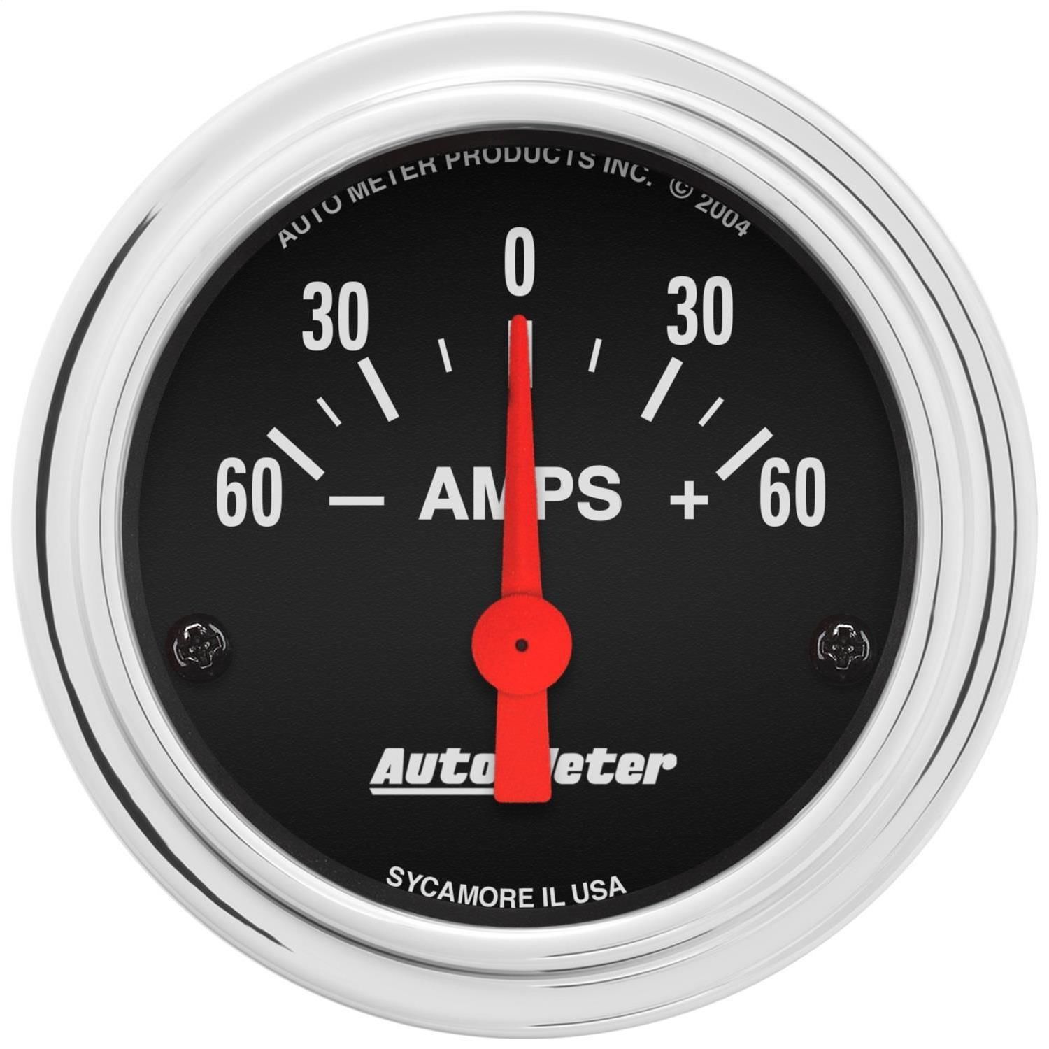 AutoMeter Traditional Chrome 2 1/16in 60060 Amps Electric Ammeter Gauge