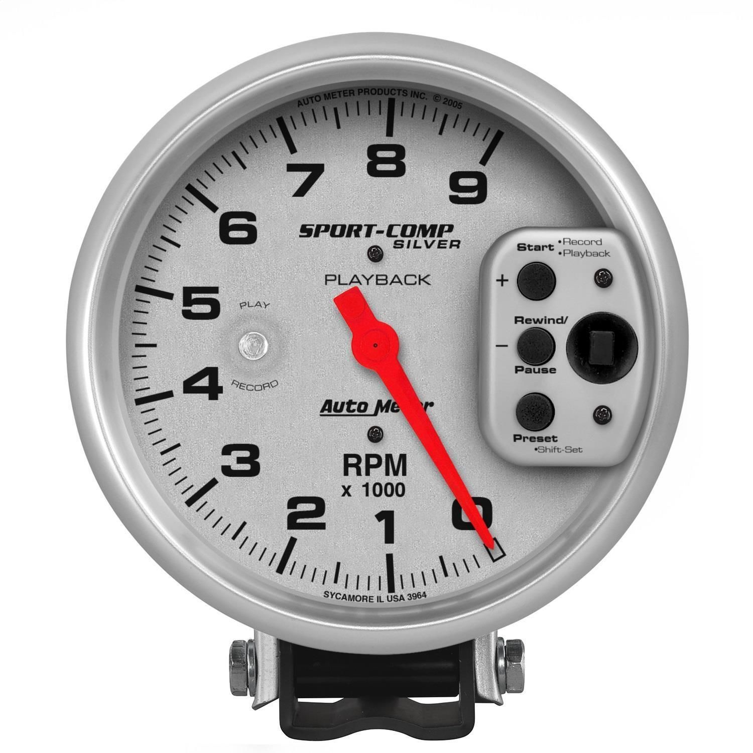 AutoMeter Silver 5in 0-9000 RPM Ultra-Lite Tachometer Gauge